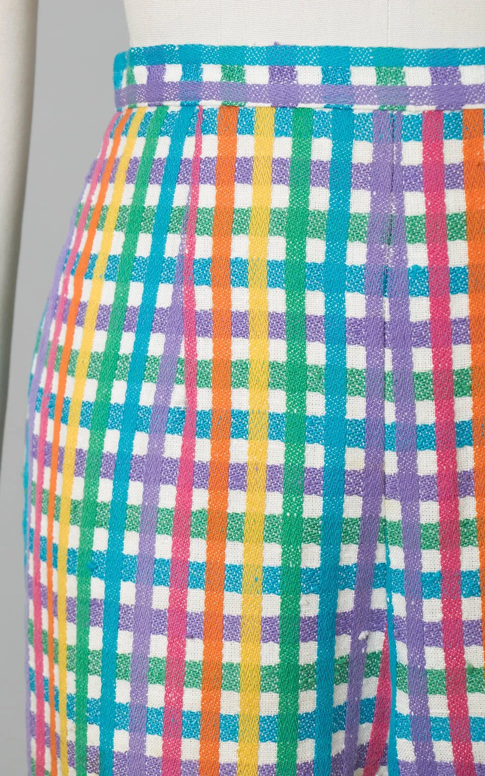1950s Rainbow Checkered Cotton High Waisted Capri Pants | x-small/small