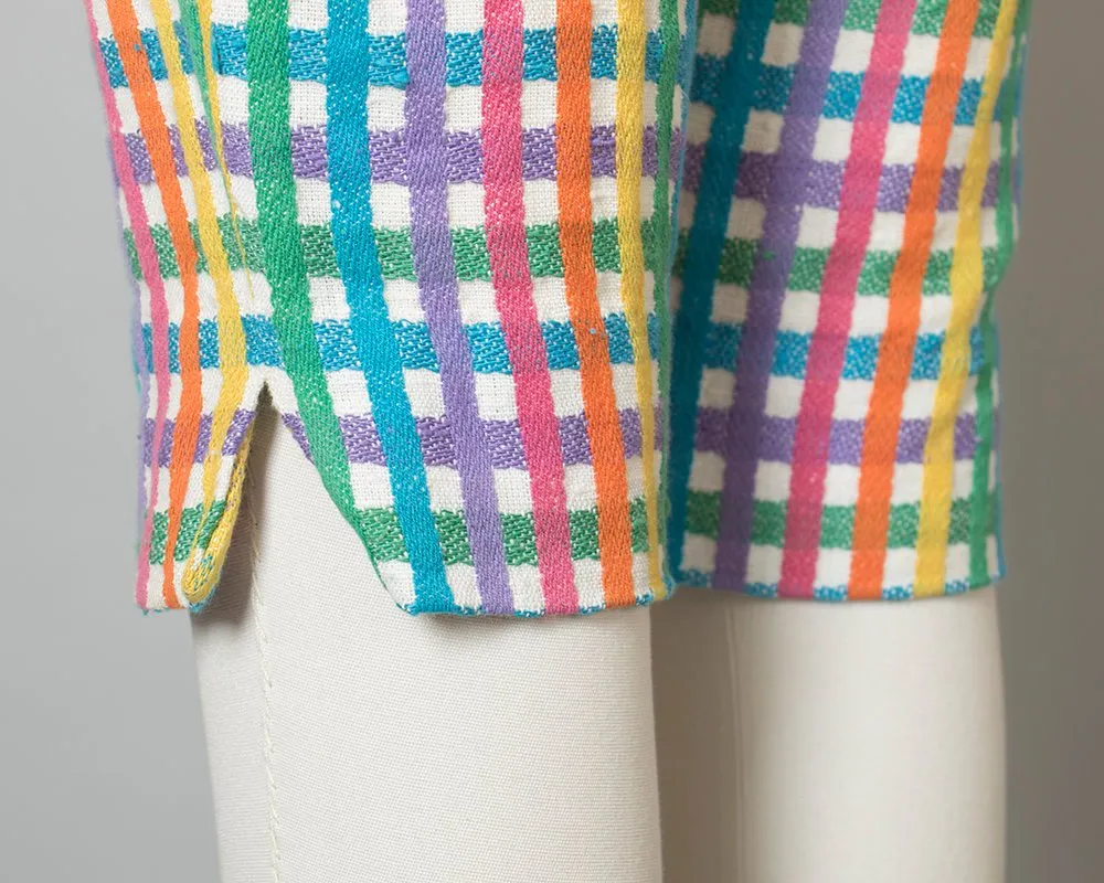 1950s Rainbow Checkered Cotton High Waisted Capri Pants | x-small/small