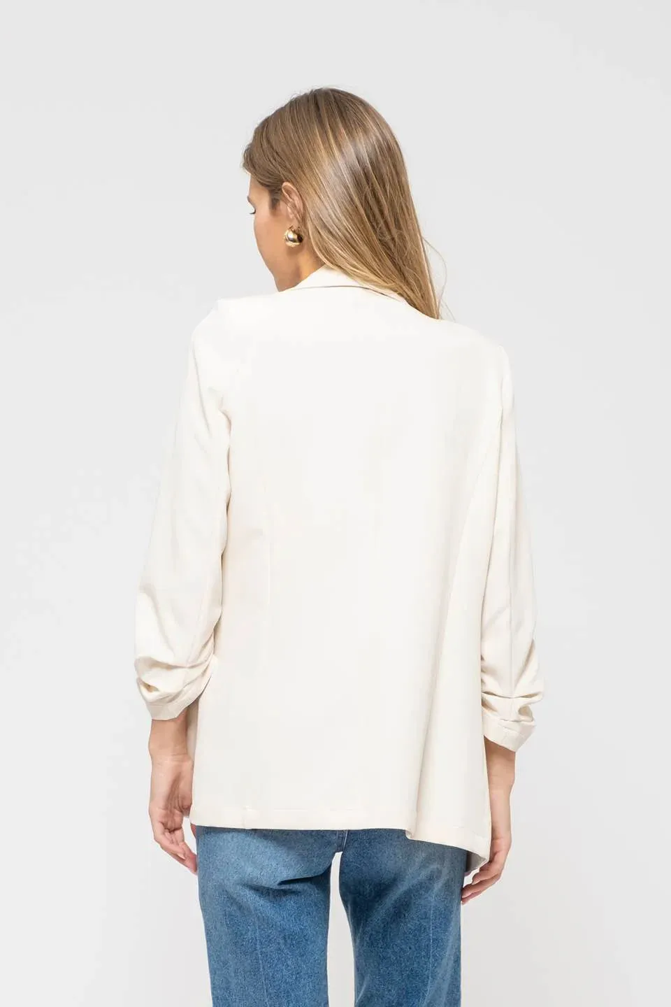 3/4 Ruched Sleeve Blazer