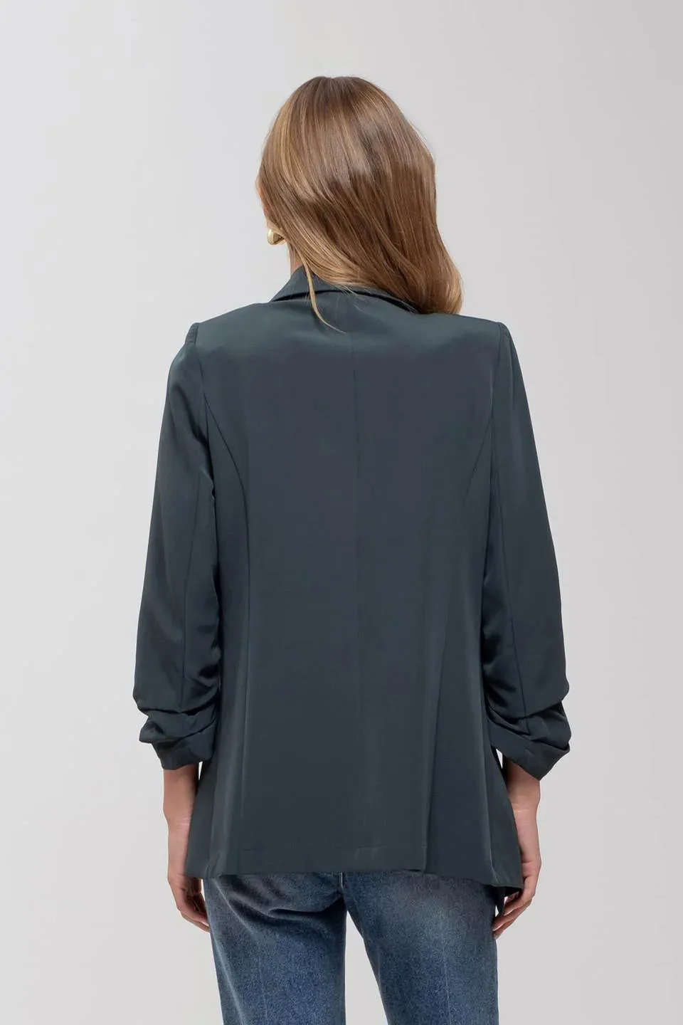 3/4 Ruched Sleeve Blazer