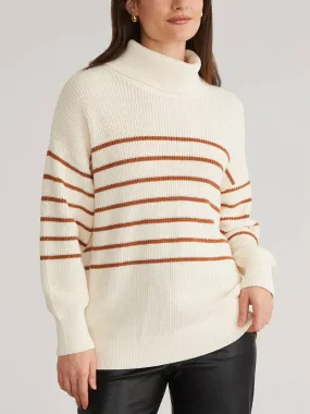 525 America - Elise Oversize Striped Turtleneck Pullover Sweater