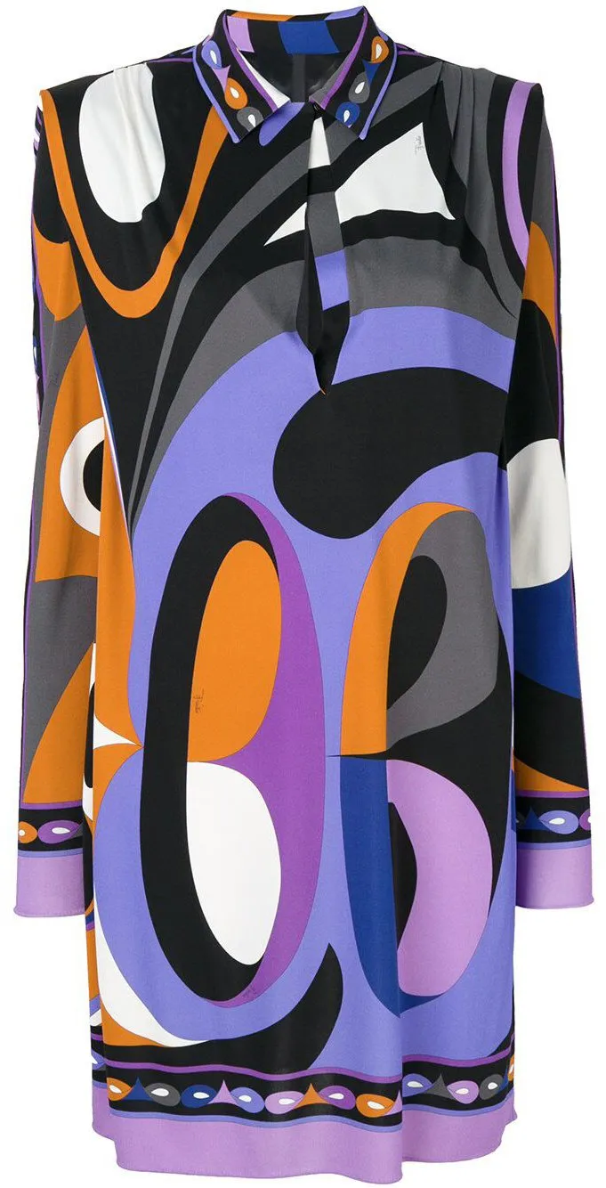 Abstract Print Shirt Dress