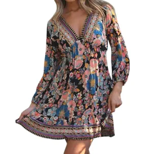Angie - Darcy Floral Print Long Sleeve Mini Dress