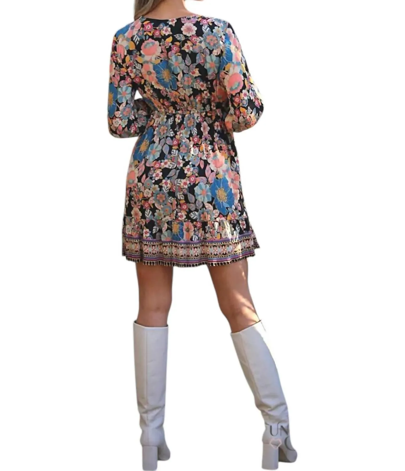 Angie - Darcy Floral Print Long Sleeve Mini Dress