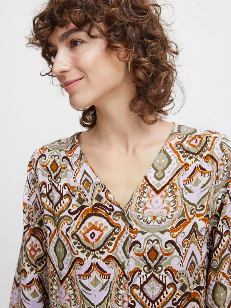 B Young ByMMJoella V Neck Dress Aloe Boho Mix