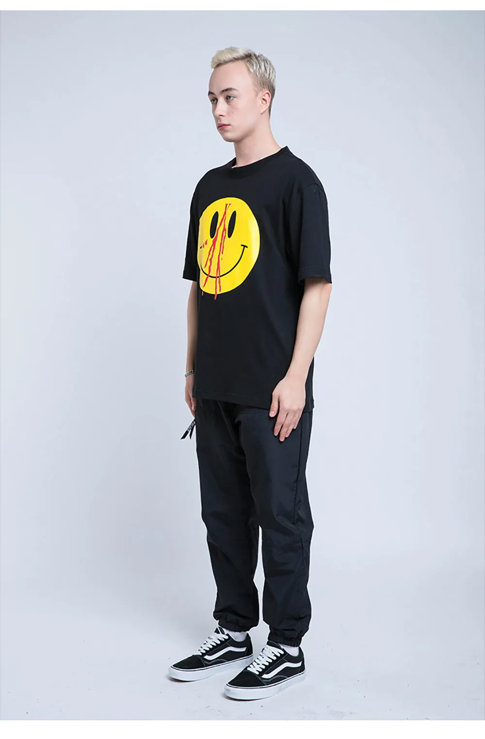 Bloody Smile Face Short Sleeve Oversized T-Shirt