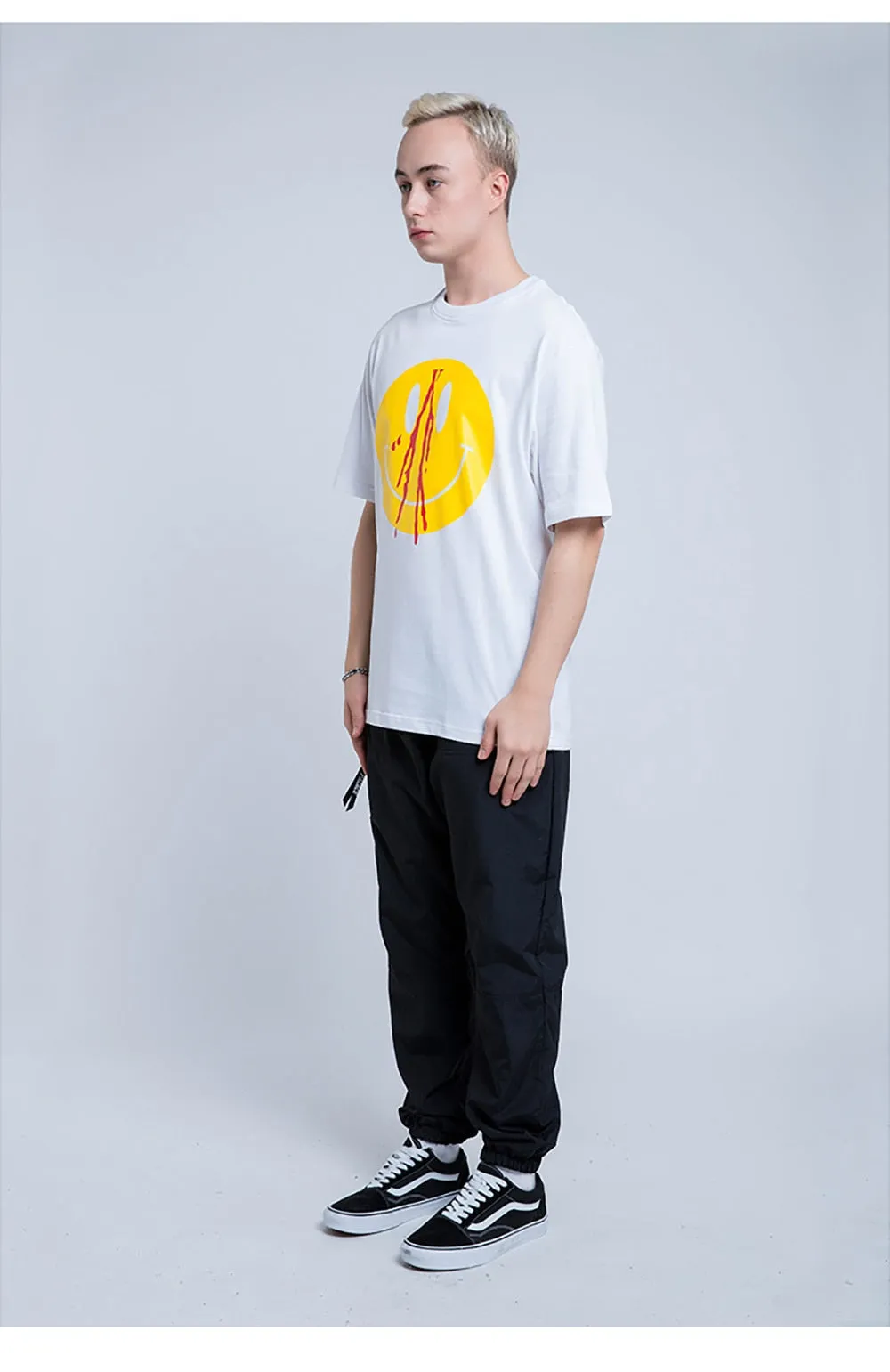 Bloody Smile Face Short Sleeve Oversized T-Shirt