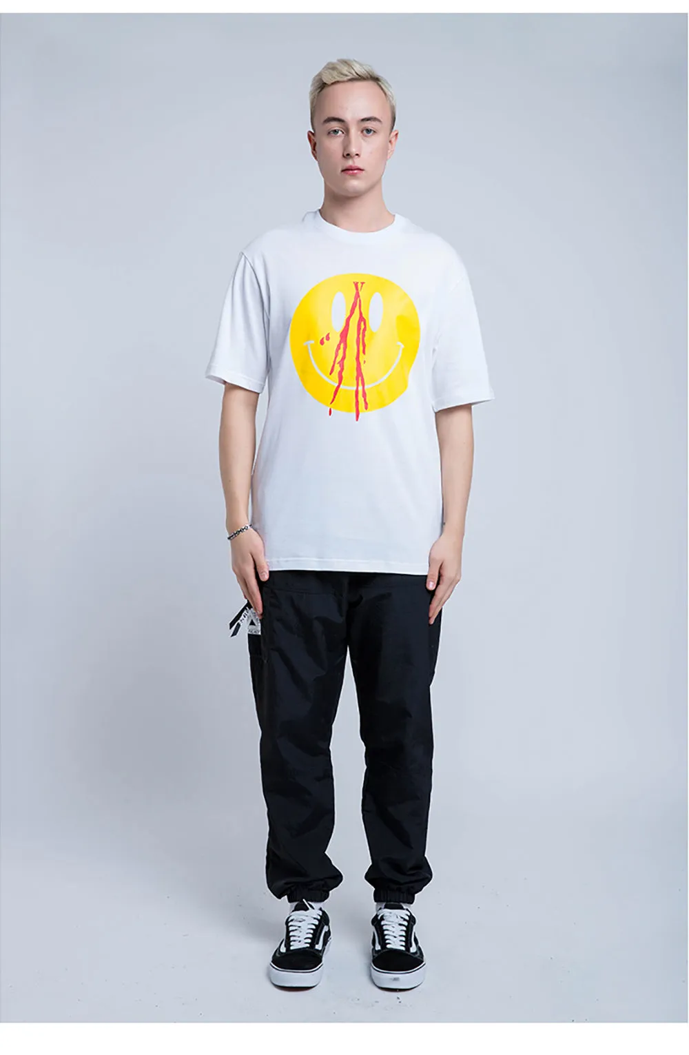 Bloody Smile Face Short Sleeve Oversized T-Shirt