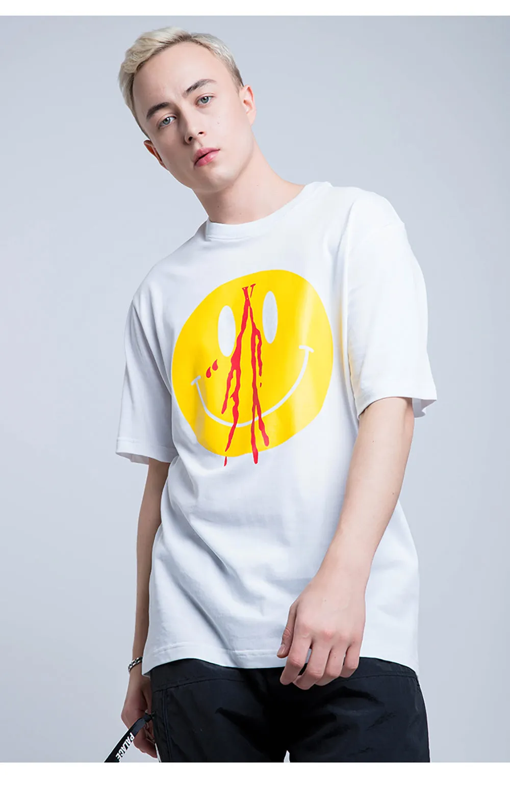 Bloody Smile Face Short Sleeve Oversized T-Shirt
