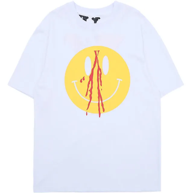 Bloody Smile Face Short Sleeve Oversized T-Shirt