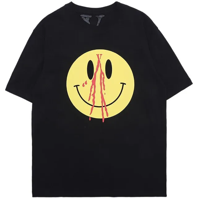 Bloody Smile Face Short Sleeve Oversized T-Shirt
