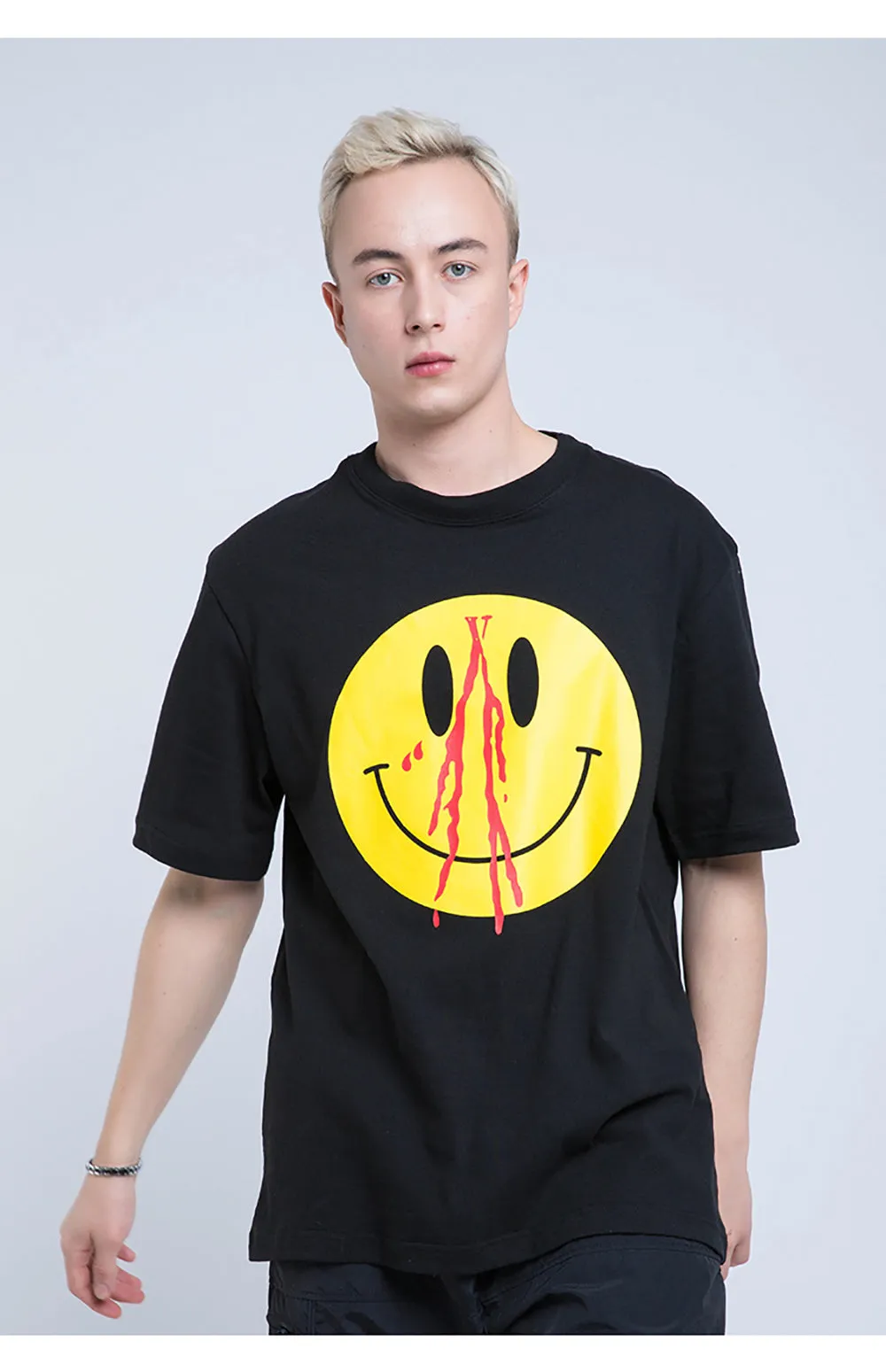 Bloody Smile Face Short Sleeve Oversized T-Shirt