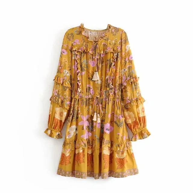 Boho Mama ruffle floral print dress