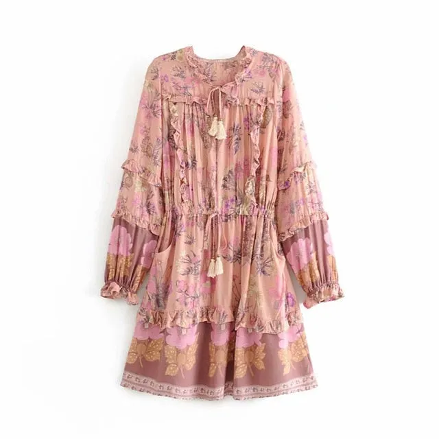 Boho Mama ruffle floral print dress