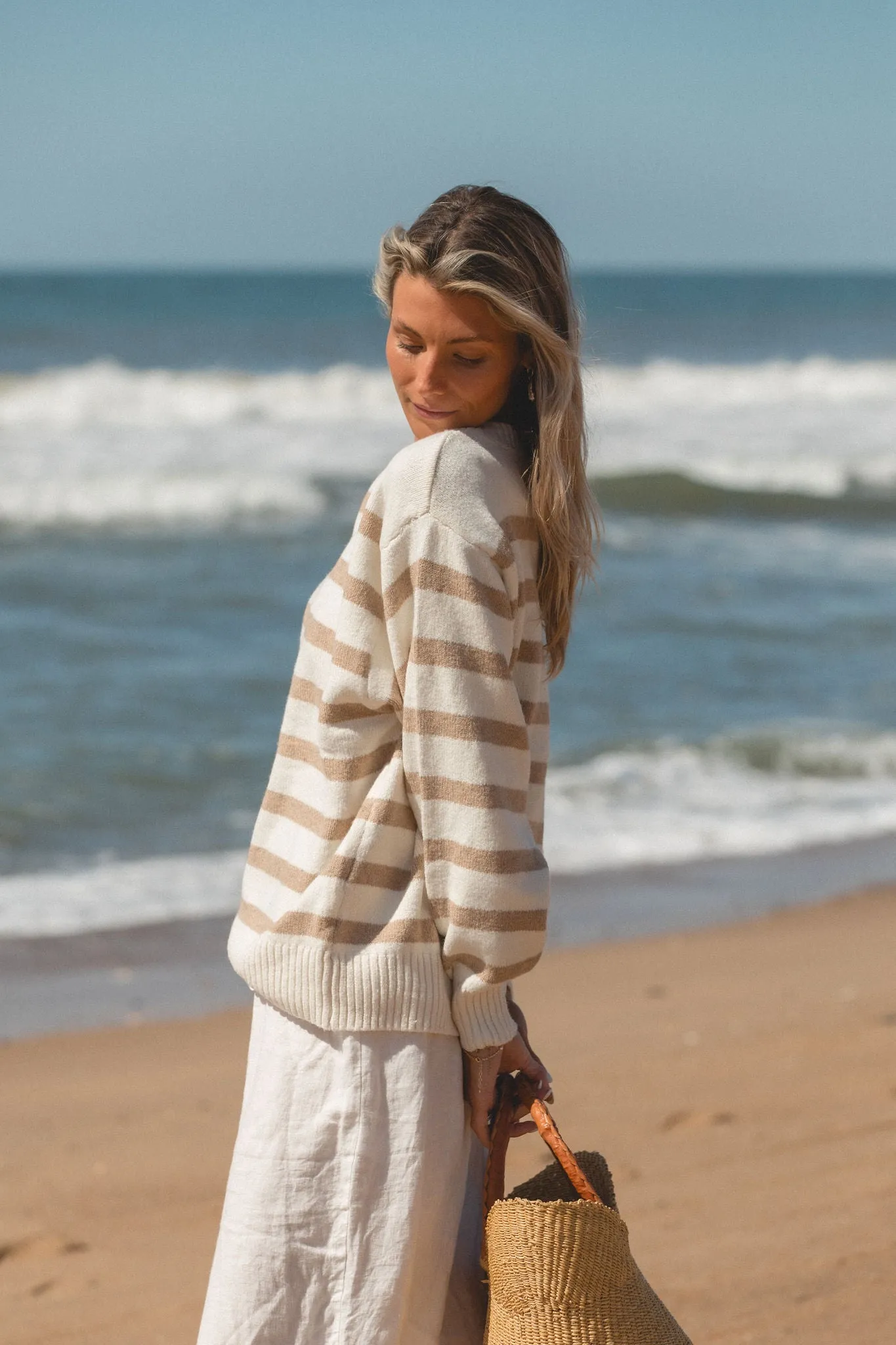 Cove Striped Oversized Crew Sweater