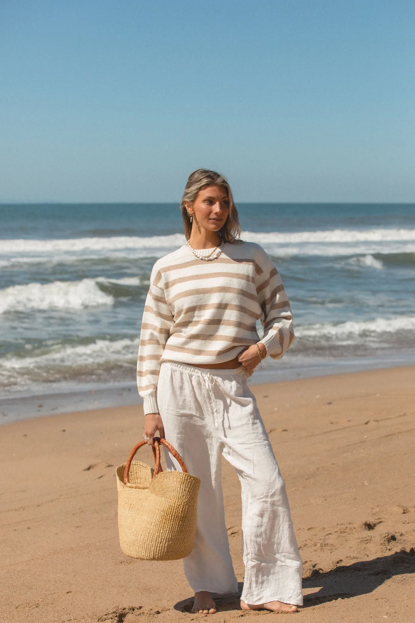 Cove Striped Oversized Crew Sweater