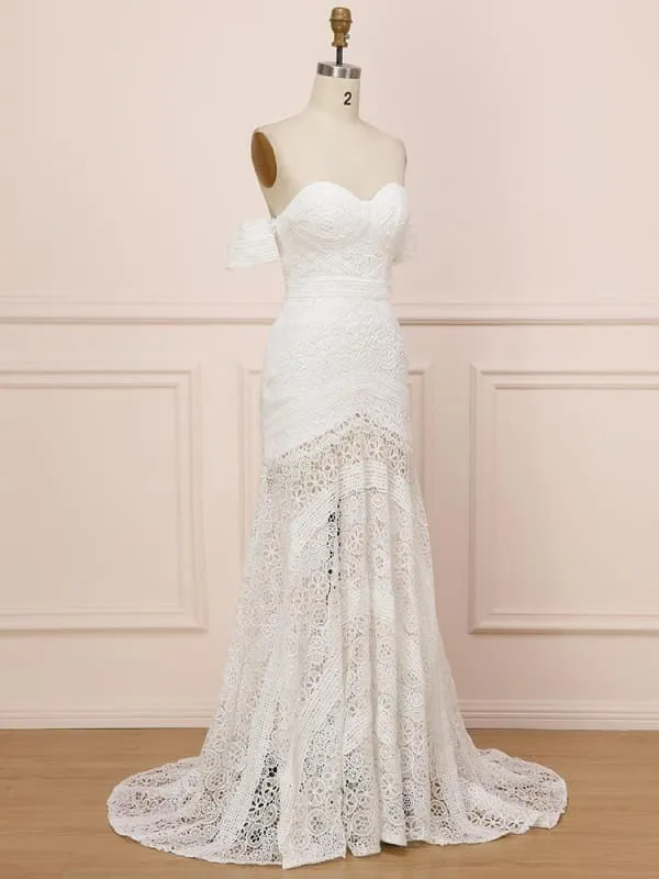 Elegant Sweetheart Lace Mermaid Boho Wedding Dresses