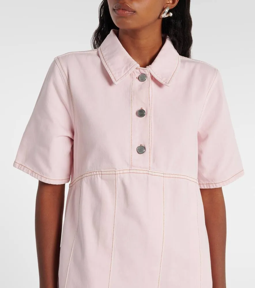 Ganni Pleated denim shirt dress