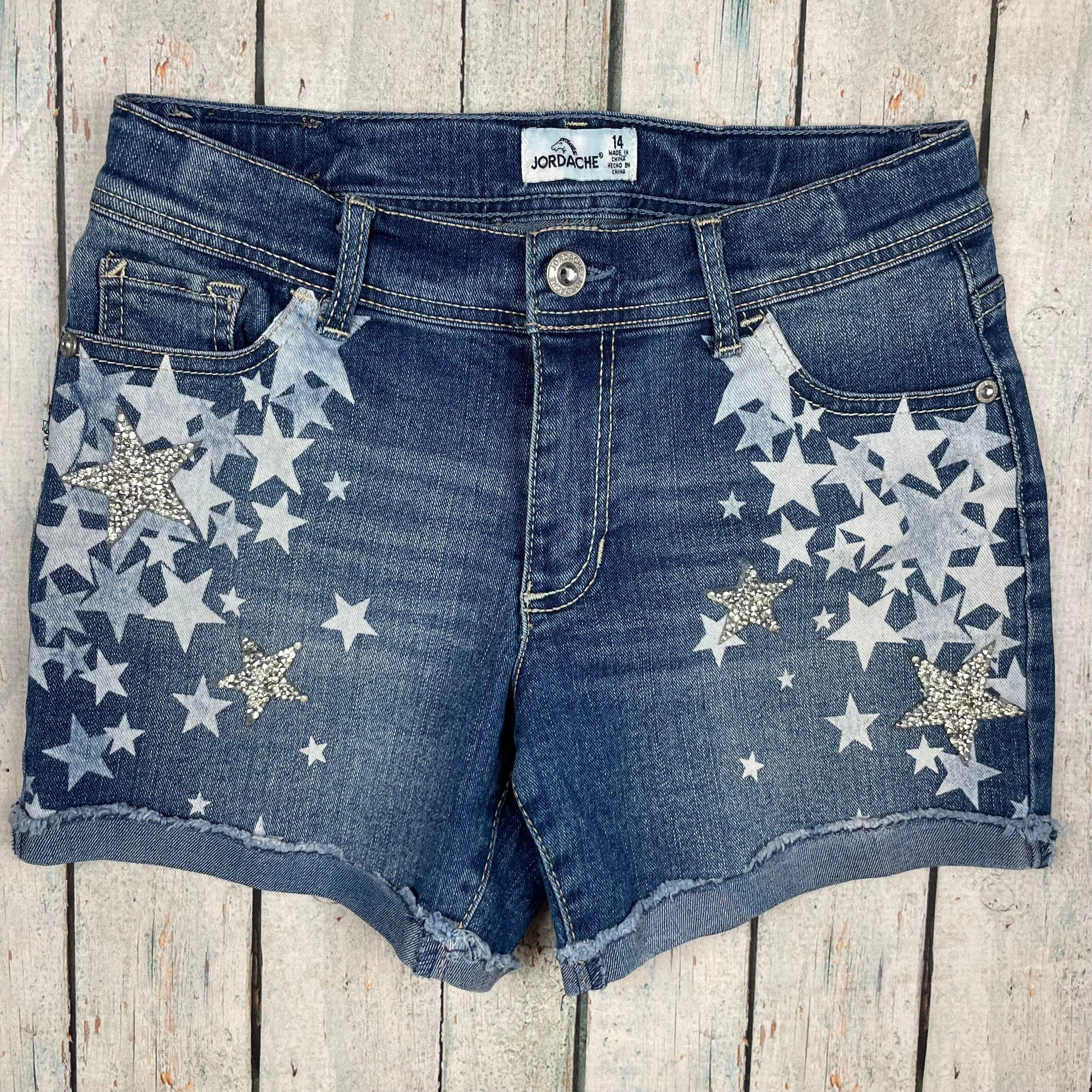 Girls Jordache Star Print  Denim Shorts - Size 14 Years