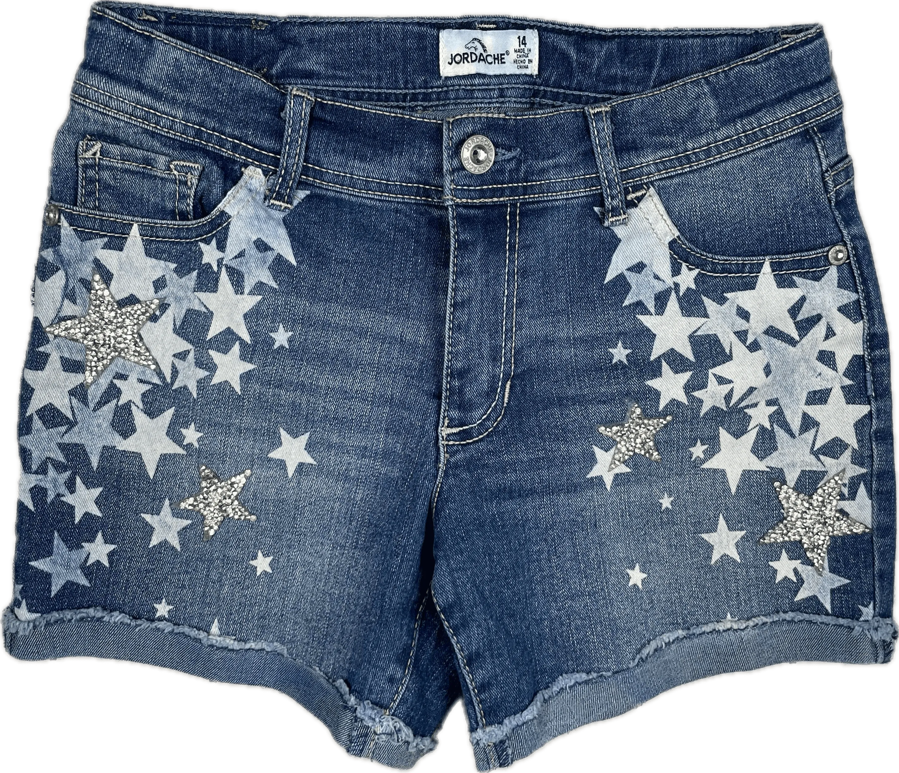 Girls Jordache Star Print  Denim Shorts - Size 14 Years