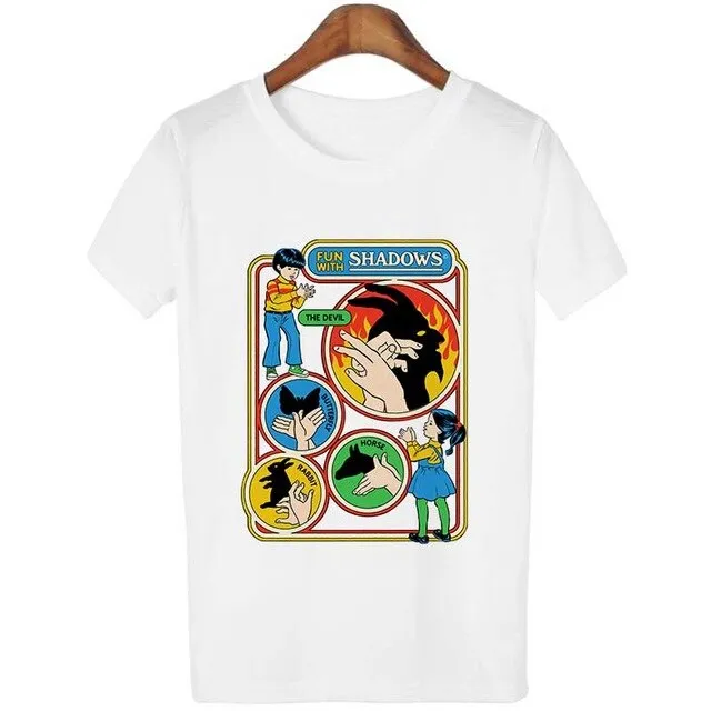 Harajuku Kawaii Shirt 90s Vintage Tshirt 80s Tumblr Tops Fetal Position Female T-shirt O-neck Short Sleeve Tshirt Streetwear