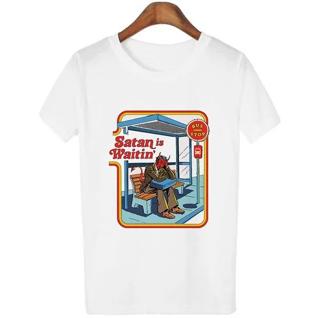 Harajuku Kawaii Shirt 90s Vintage Tshirt 80s Tumblr Tops Fetal Position Female T-shirt O-neck Short Sleeve Tshirt Streetwear