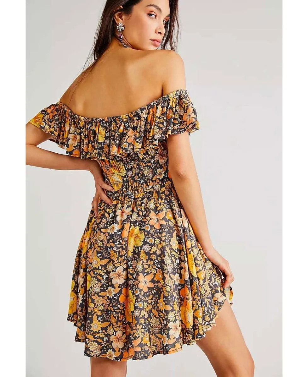 Hibiscus Lane Off Shoulder Licorice Mini
