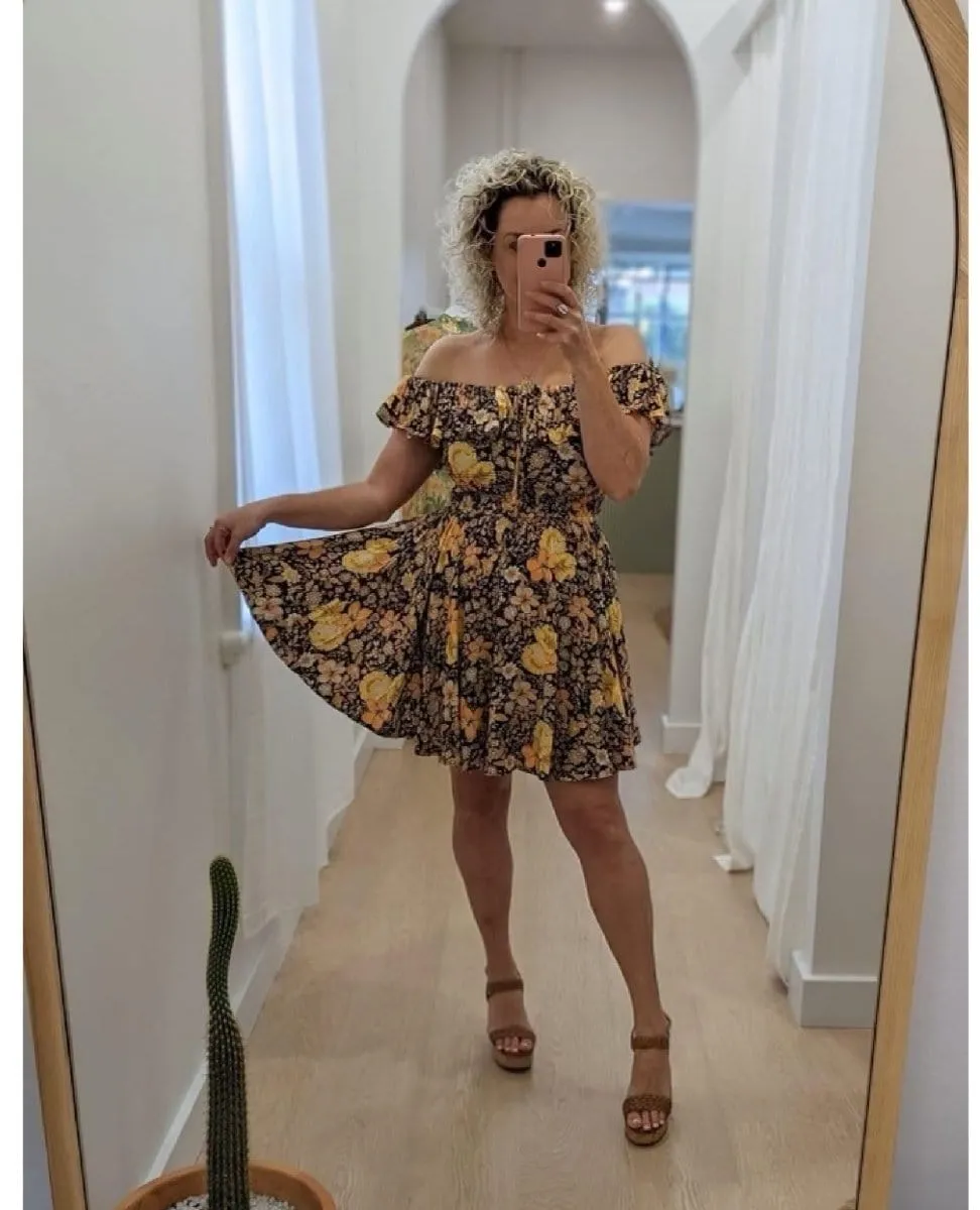 Hibiscus Lane Off Shoulder Licorice Mini
