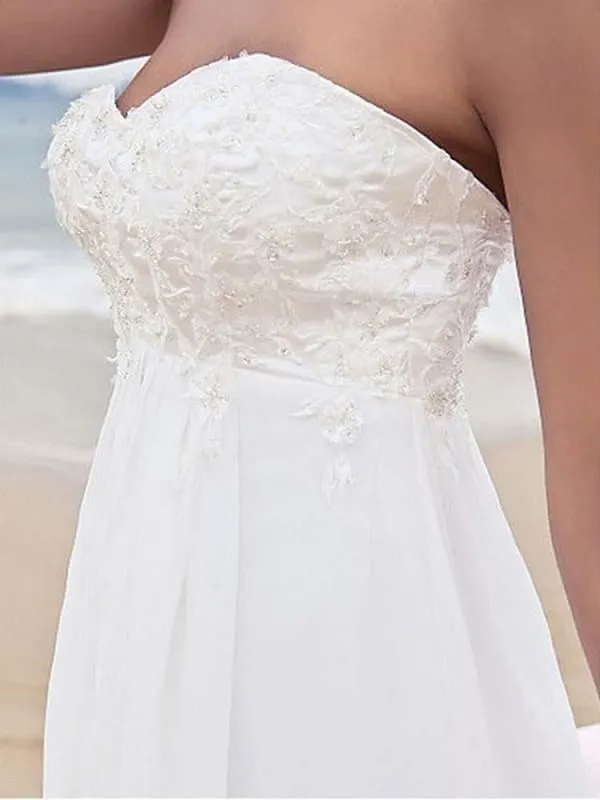 High Waist Elegant Sweetheart Ruffles Wedding Dresses