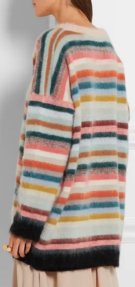Oversized Colorful Striped Knit Sweater