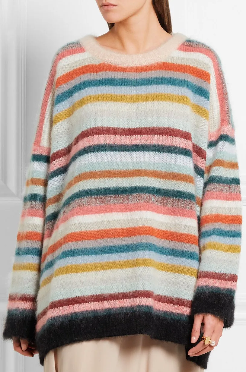 Oversized Colorful Striped Knit Sweater