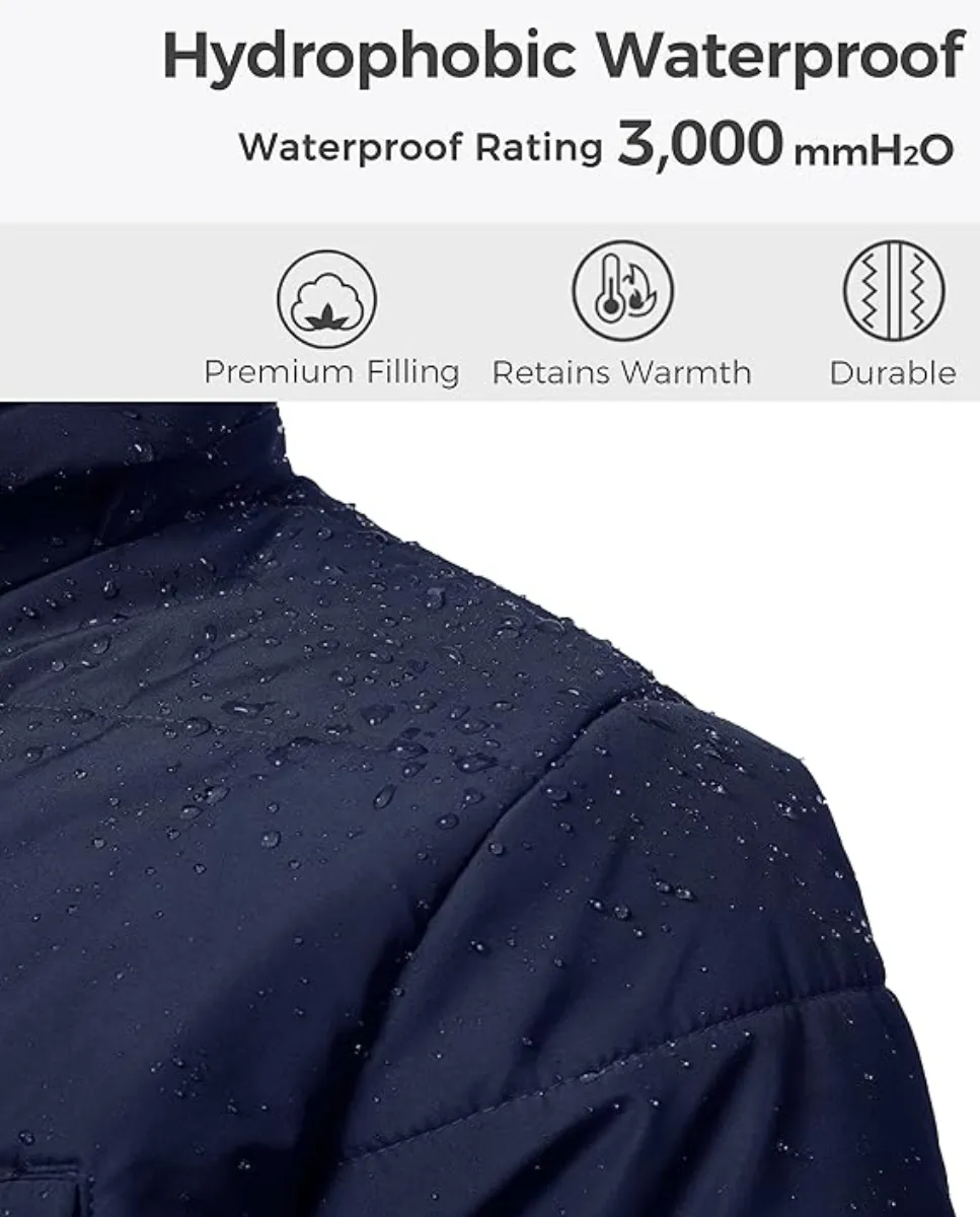 Parka acolchada de invierno para hombre con capucha desmontable, Wantdo