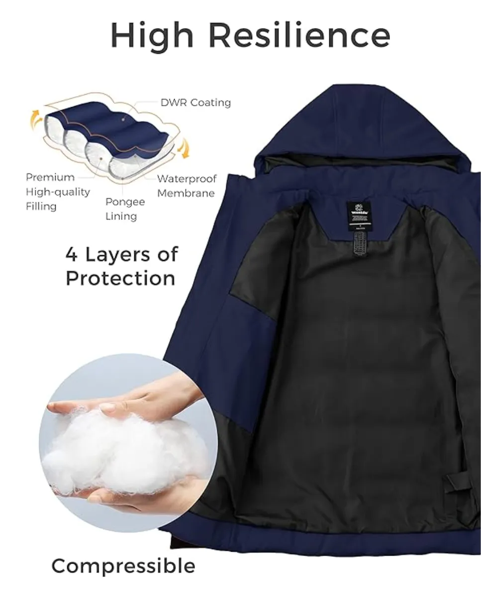 Parka acolchada de invierno para hombre con capucha desmontable, Wantdo