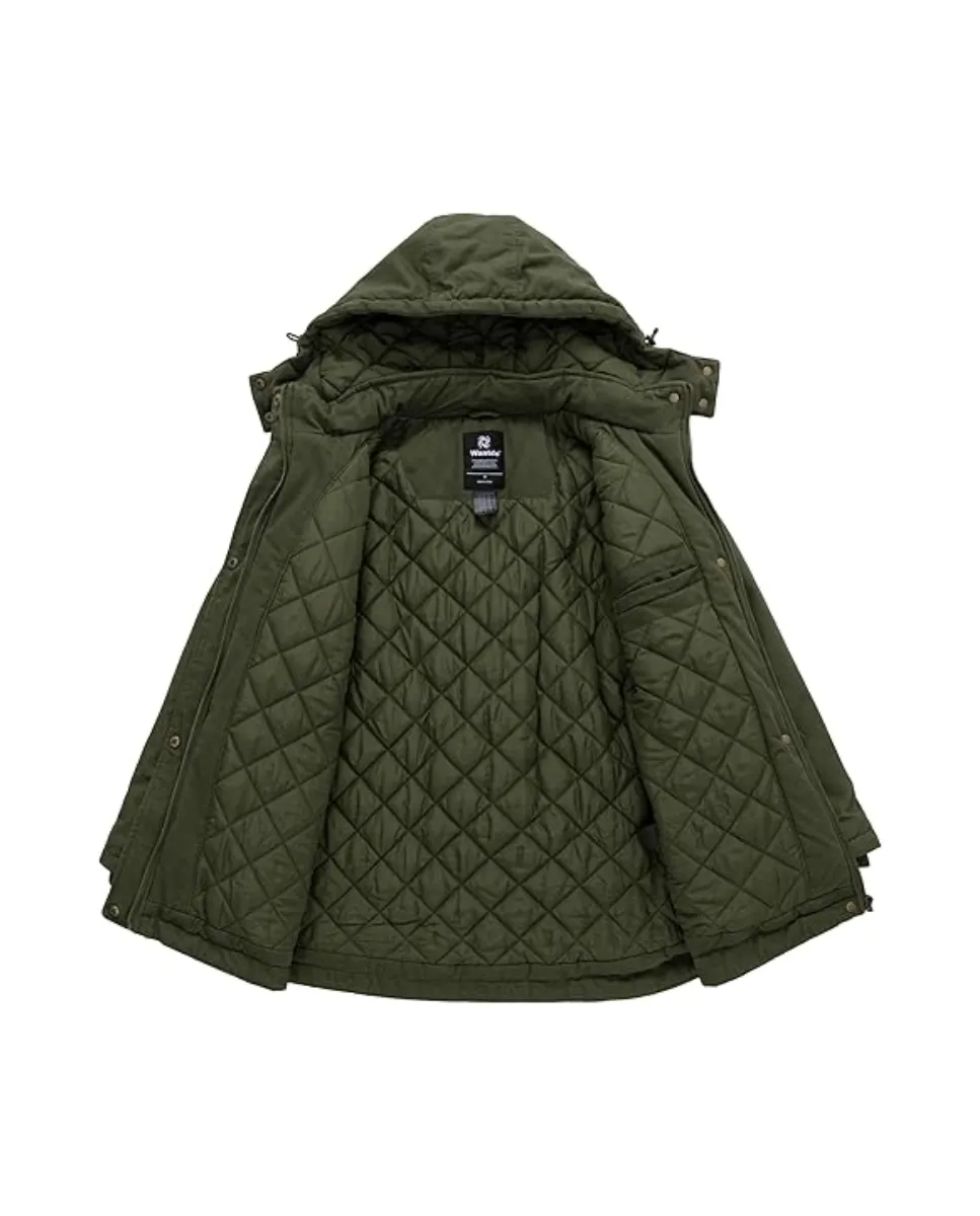 Parka de invierno para mujer con capucha desmontable