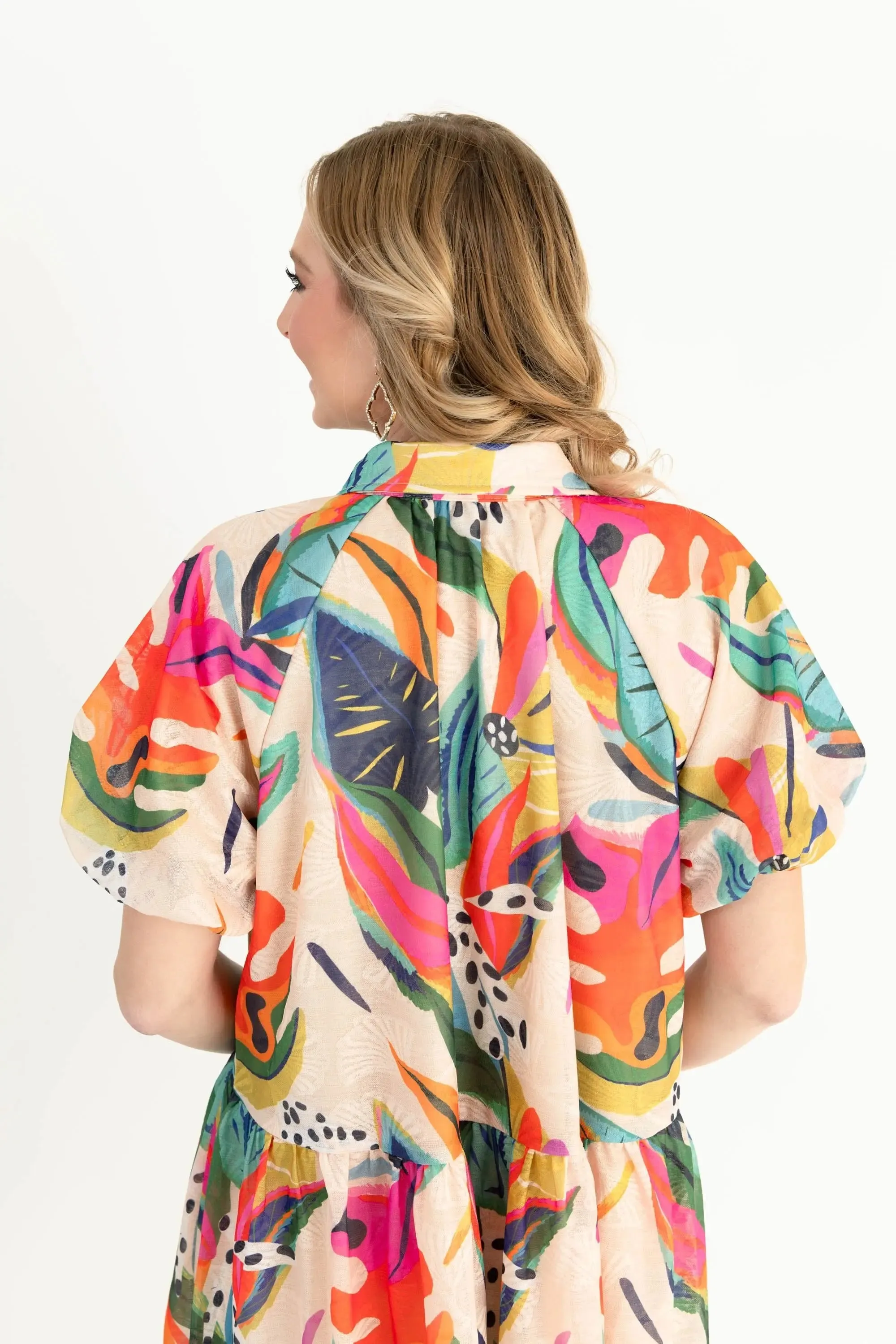 Sunset Swing Tropical Shirt Dress