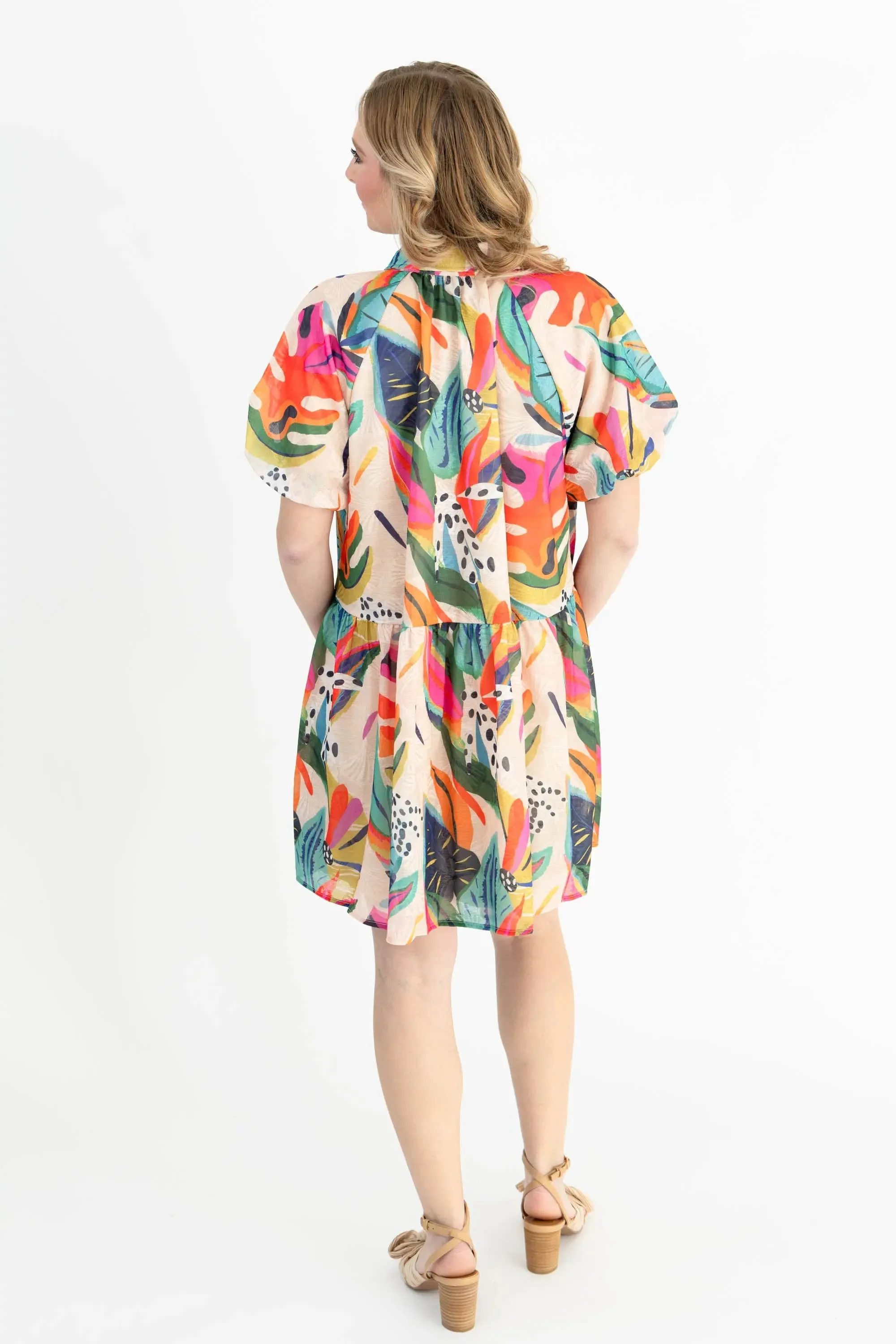 Sunset Swing Tropical Shirt Dress