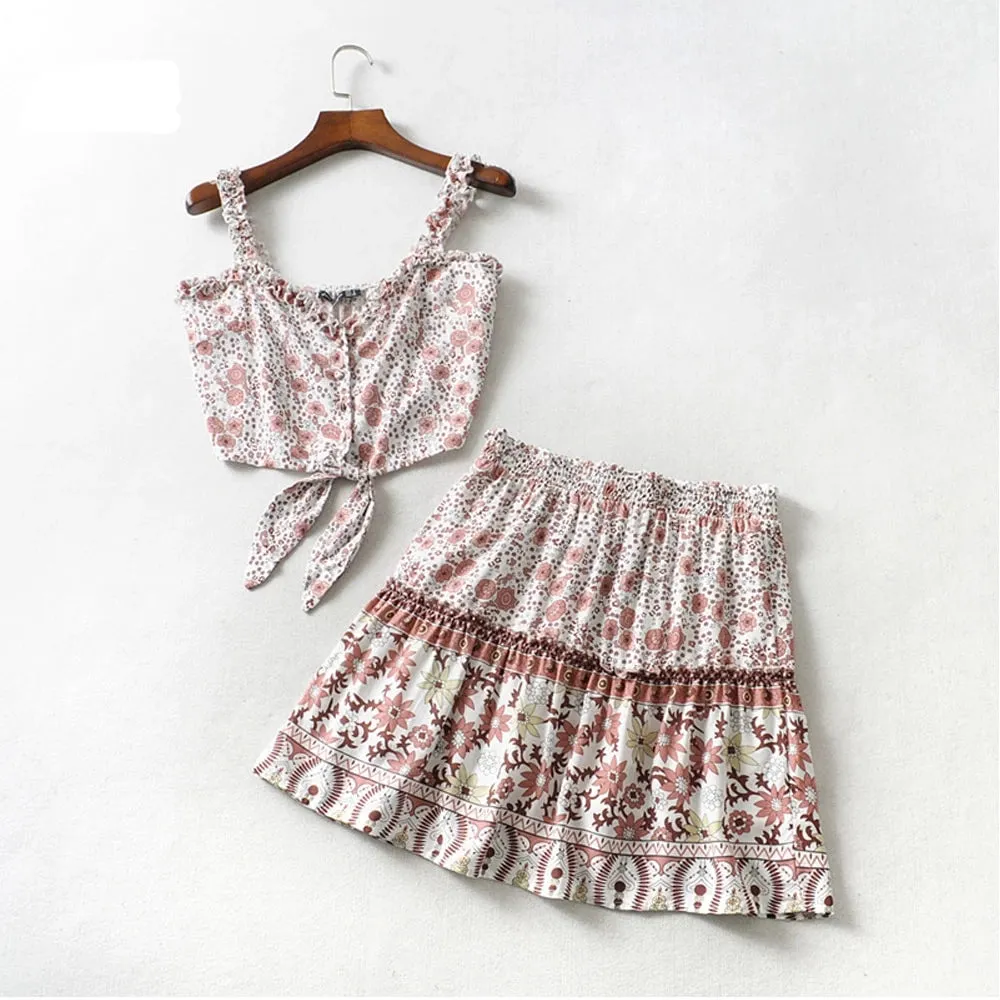 Two Piece Set - Mini Ruffled skirt & top