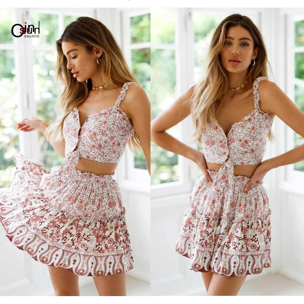 Two Piece Set - Mini Ruffled skirt & top